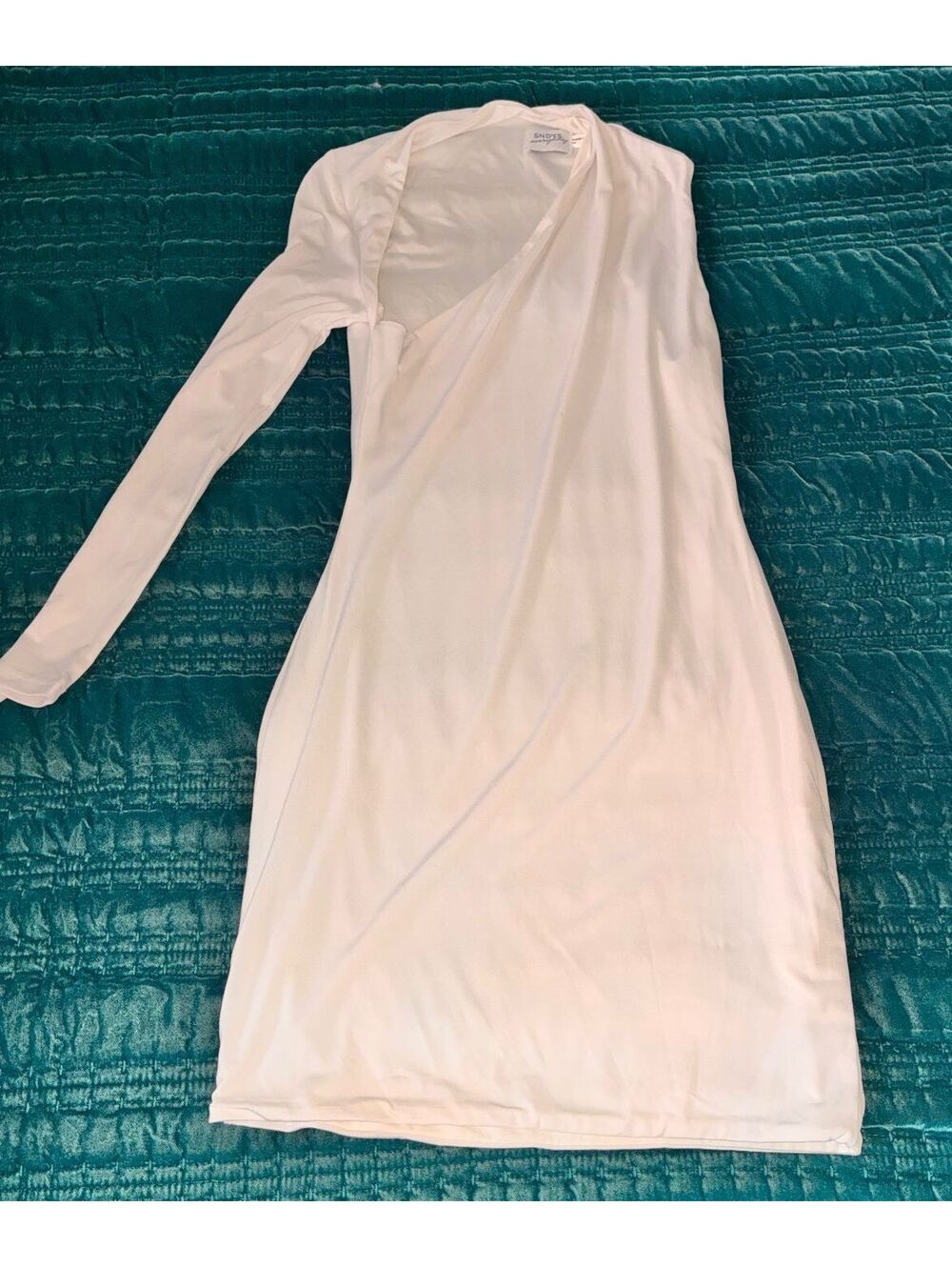SNDYS Everyday White Long Sleeve Bodycon Dress with Lining